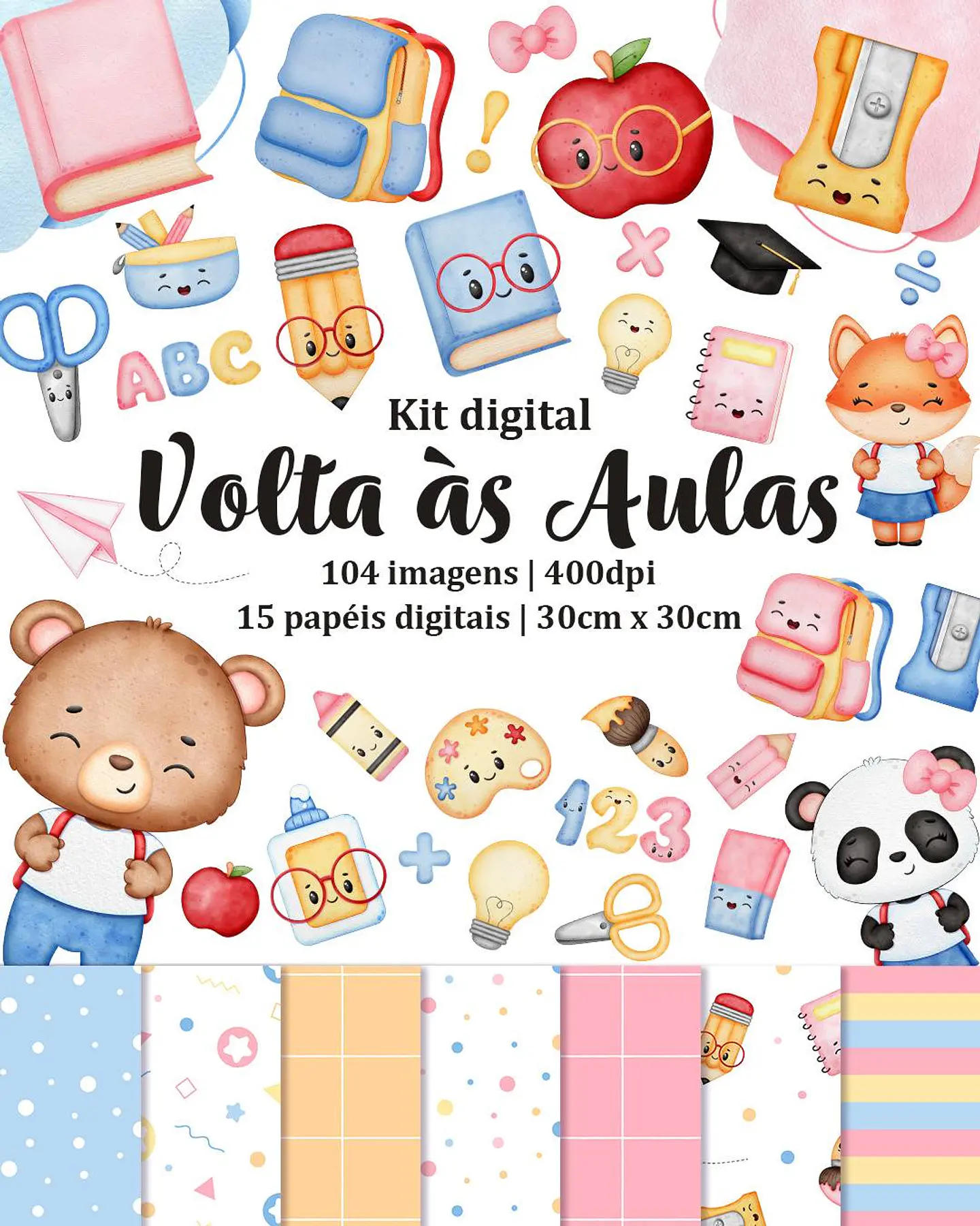 Kit Digital Volta as Aulas Bichinhos sem fundo Png 1