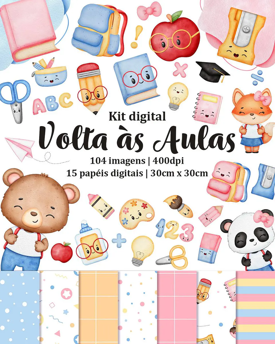 Kit Digital Volta as Aulas Bichinhos sem fundo Png 1