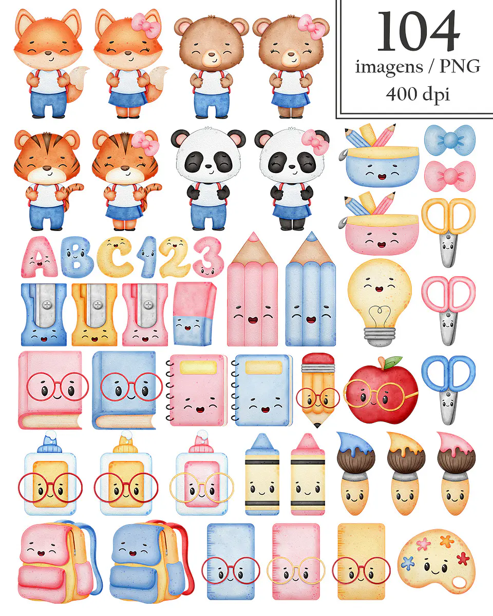 Kit Digital Volta as Aulas Bichinhos sem fundo Png 2