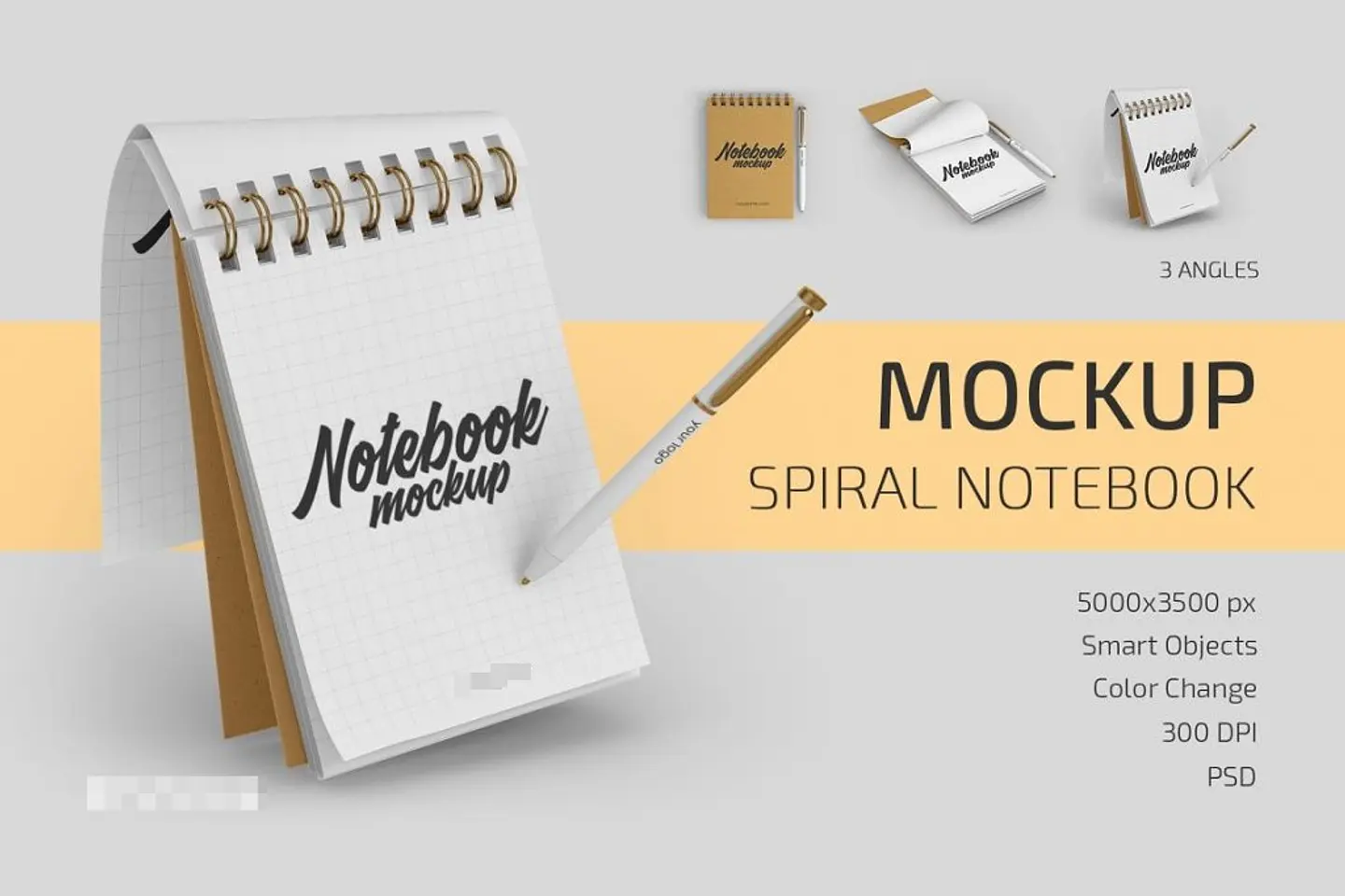 Mockup para Agenda Bloquinho Modelo 6 em Photoshop 3