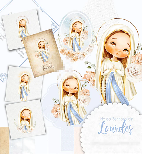 Kit Digital Santinhos Aquarelados V2 em Png 