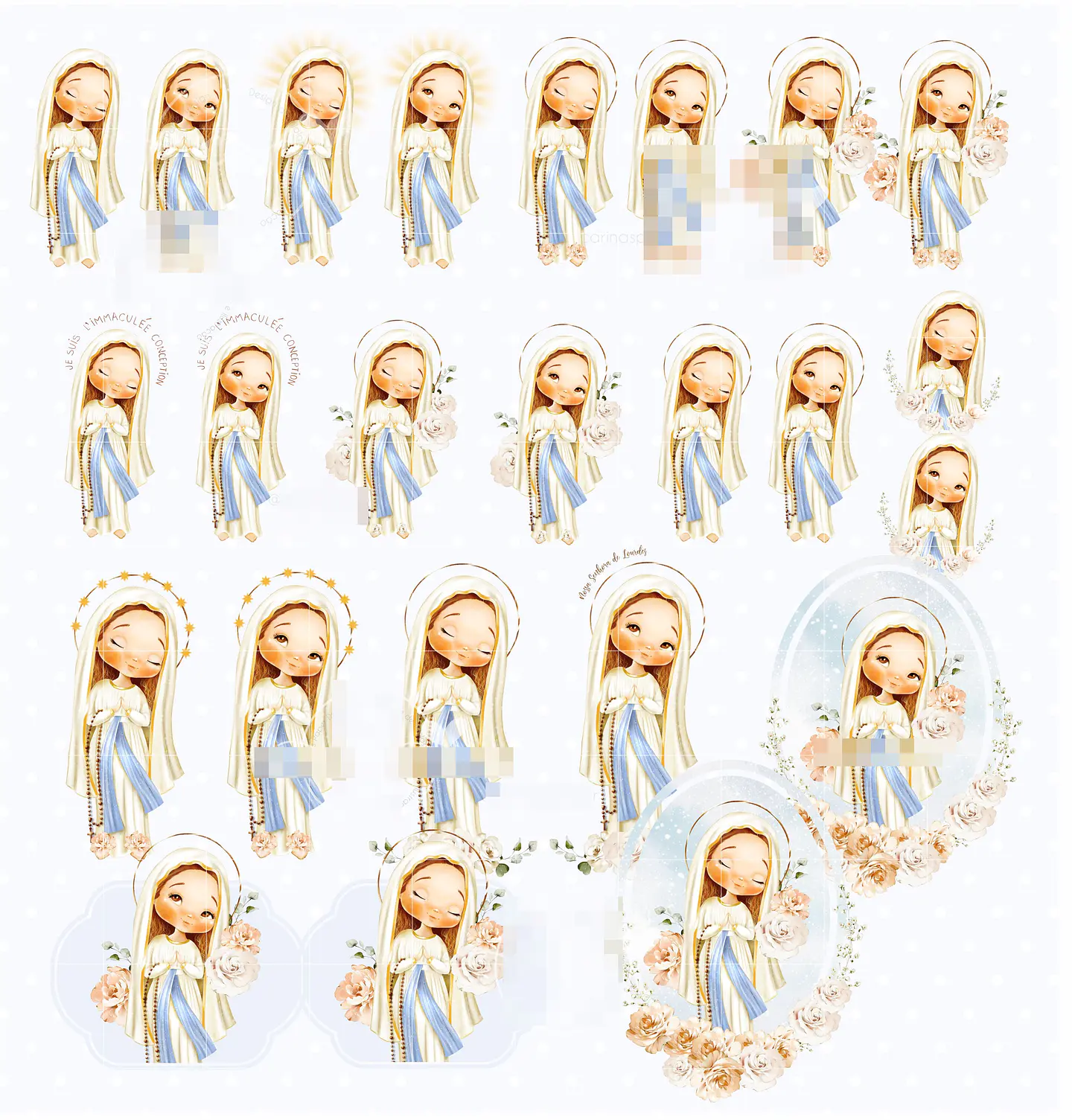 Kit Digital Santinhos Aquarelados V2 em Png  2