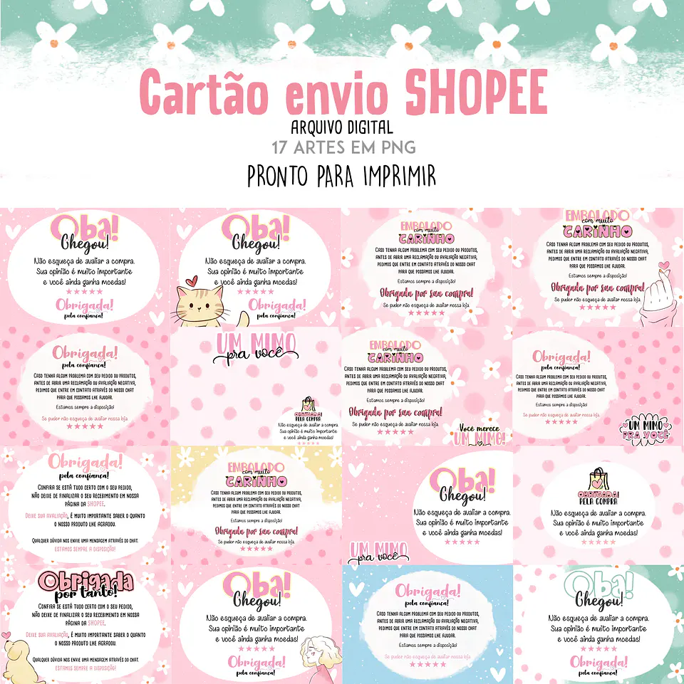 Kit Digital Cartão de Envio Shopee Clientes Prontos 1