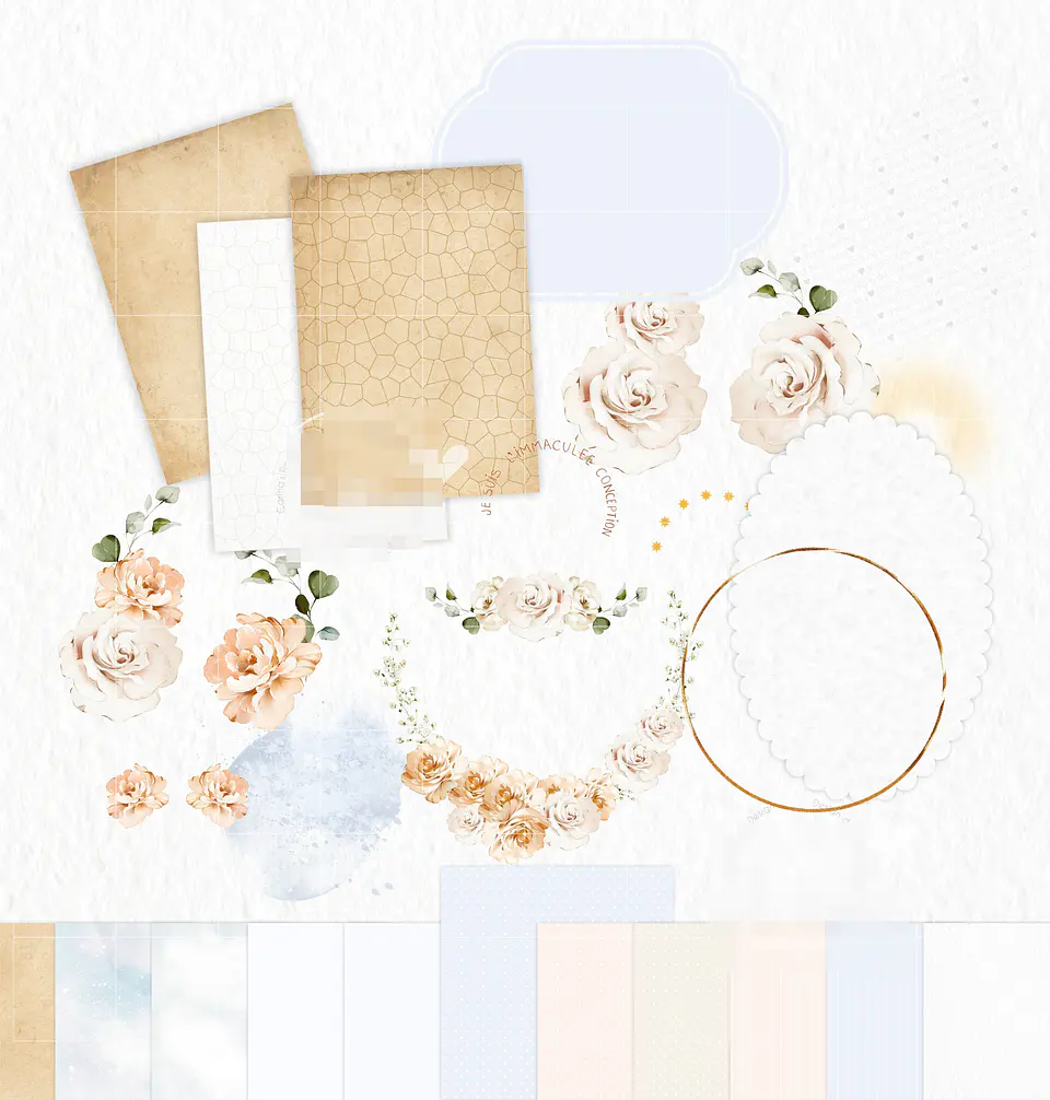 Kit Digital Santinhos Aquarelados V2 em Png  4