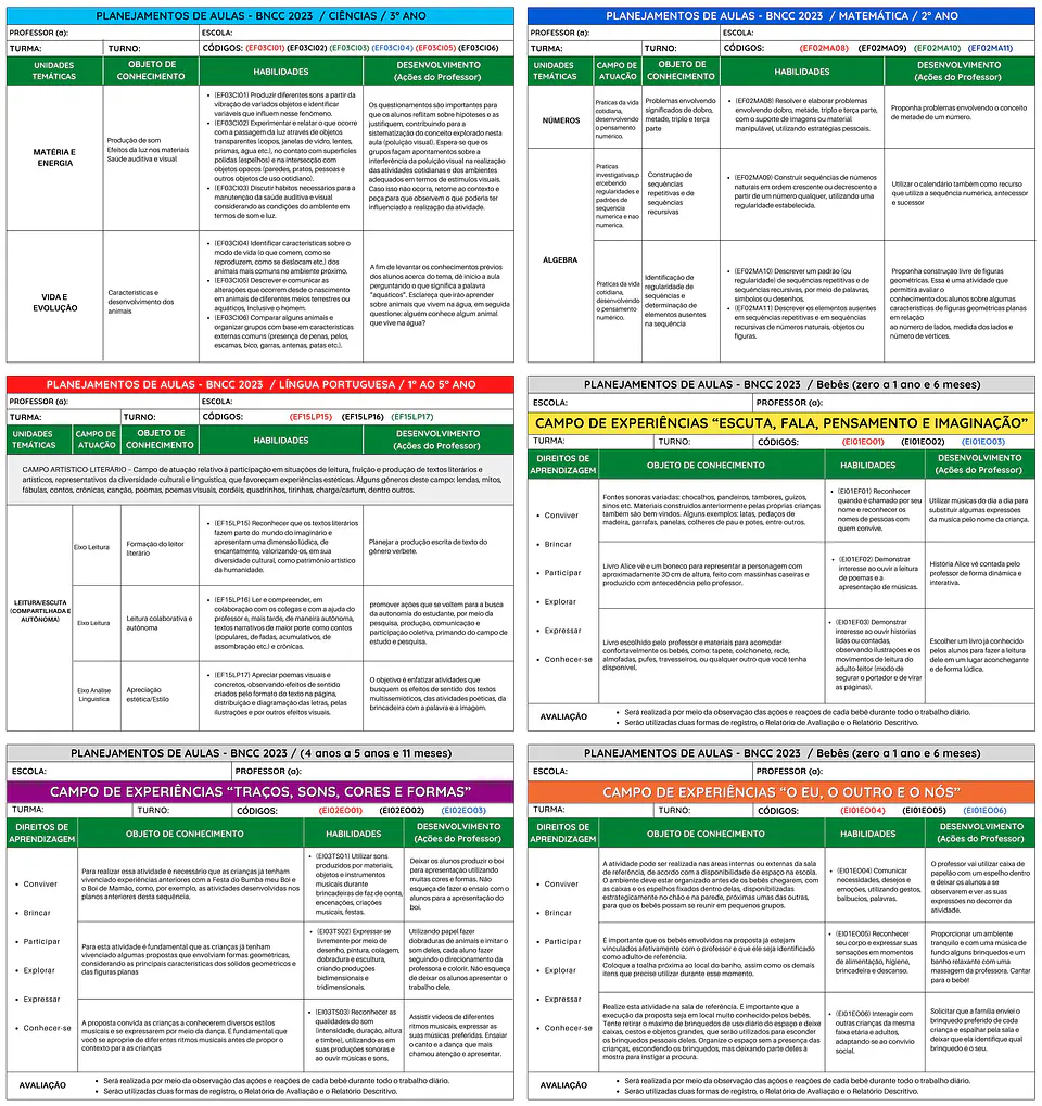Planos de Aulas Planejamento Educação Infantil 2023 BNCC 2