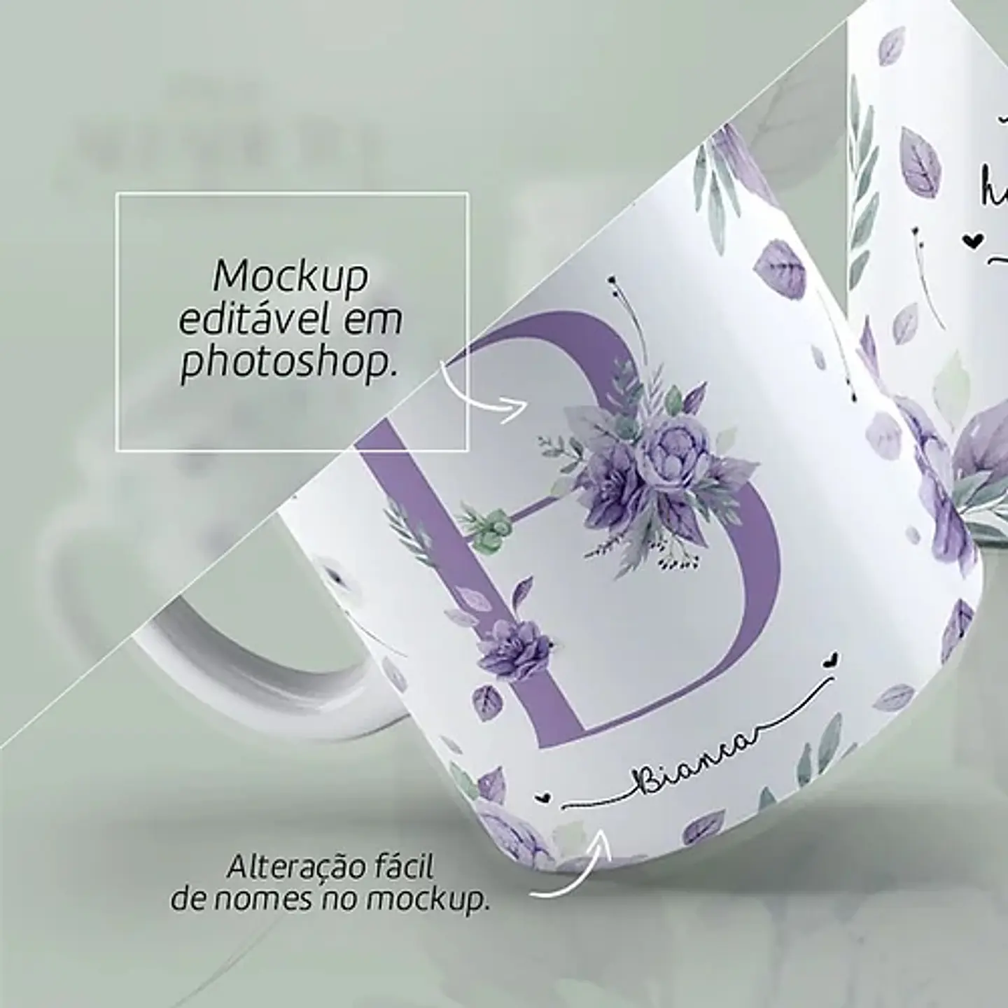 26 Arte para Caneca Alfabeto Mulheres Flores em Jpg 5