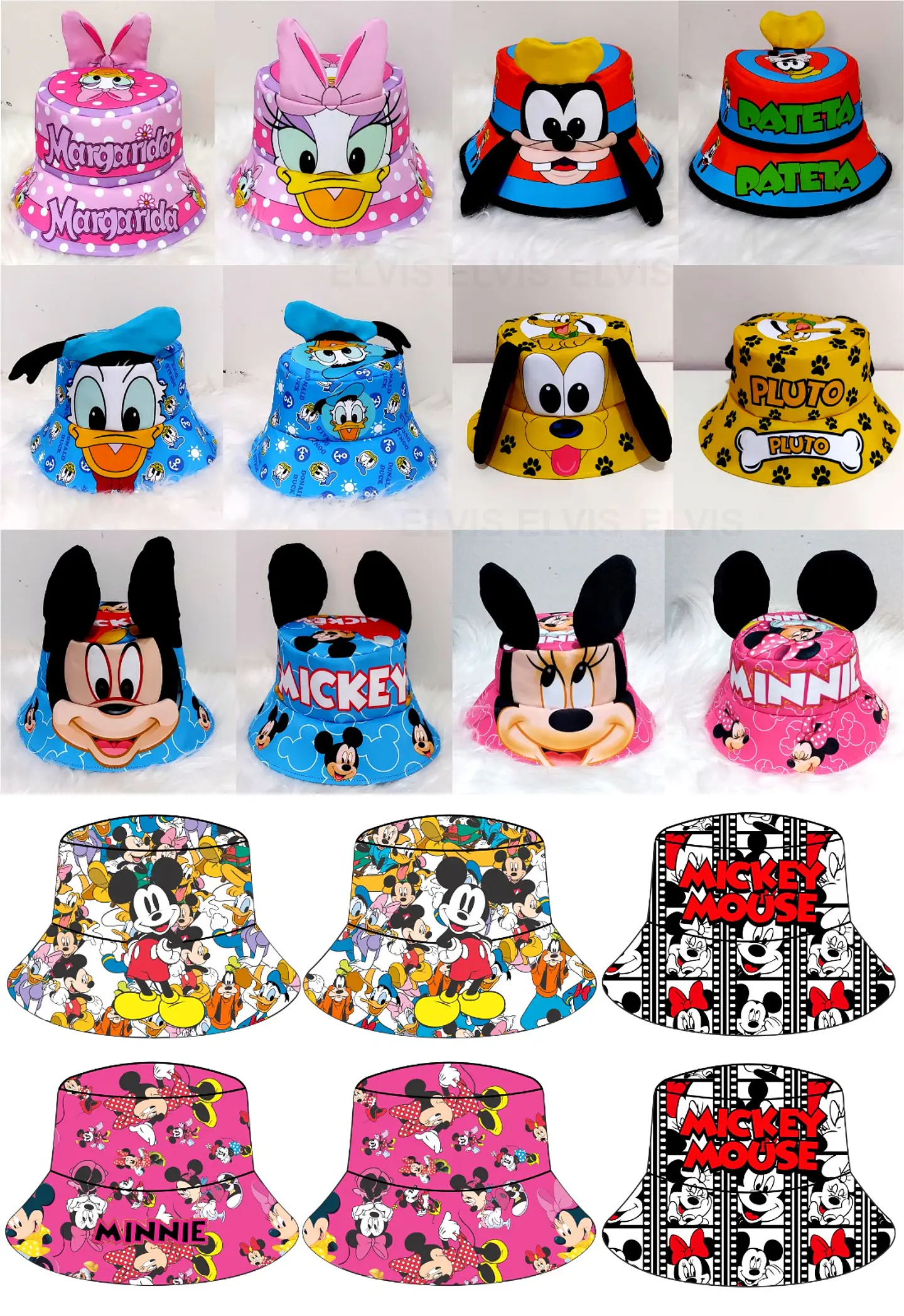 Pacote Modelos Prontos para Chapéu Bucket Personagens em CorelDraw 1