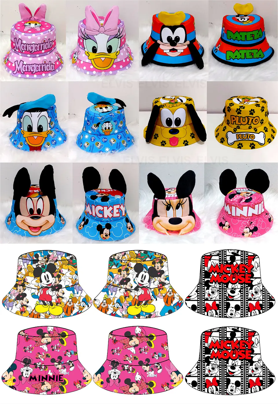 Pacote Modelos Prontos para Chapéu Bucket Personagens em CorelDraw 1