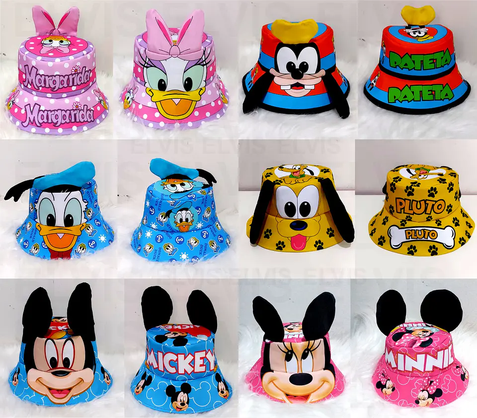 Pacote Modelos Prontos para Chapéu Bucket Personagens em CorelDraw 3