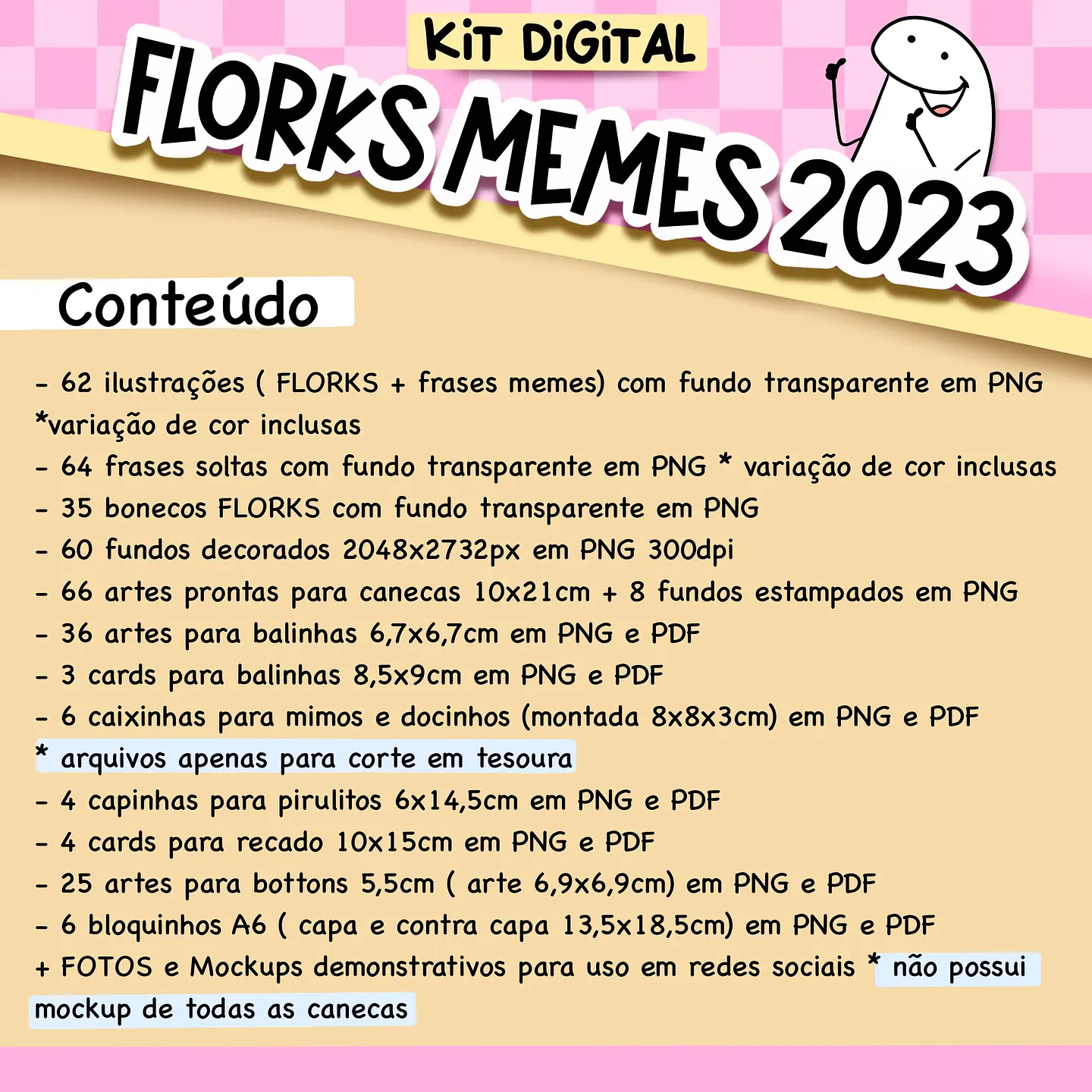 Kit Digital Florks Memes 2023 em Png 2