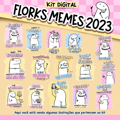 Kit Digital Florks Memes 2023 em Png