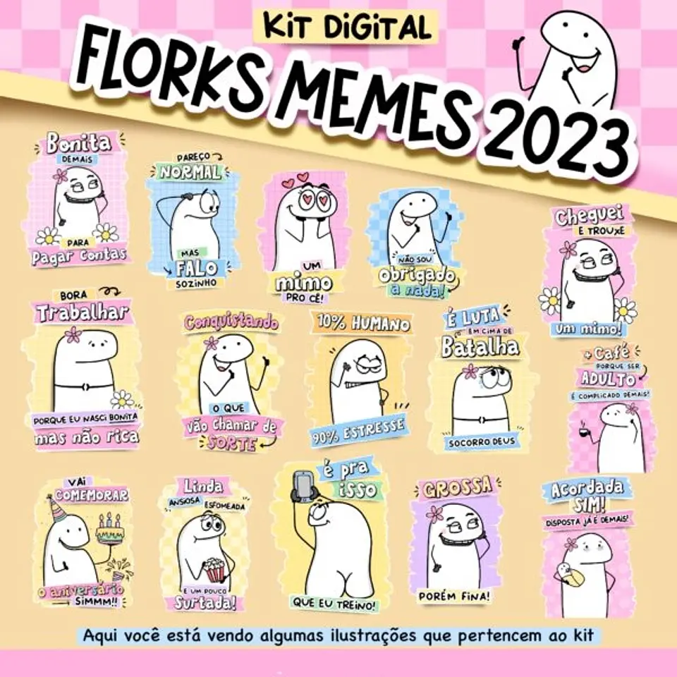 Kit Digital Florks Memes 2023 em Png 4