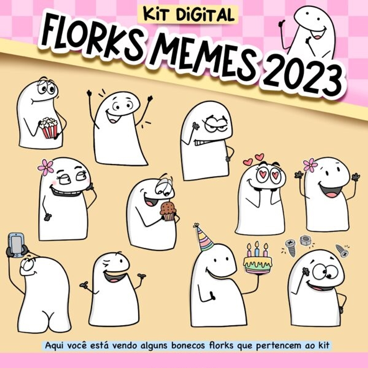 Kit Digital Florks Memes 2023 Ilustración - Png