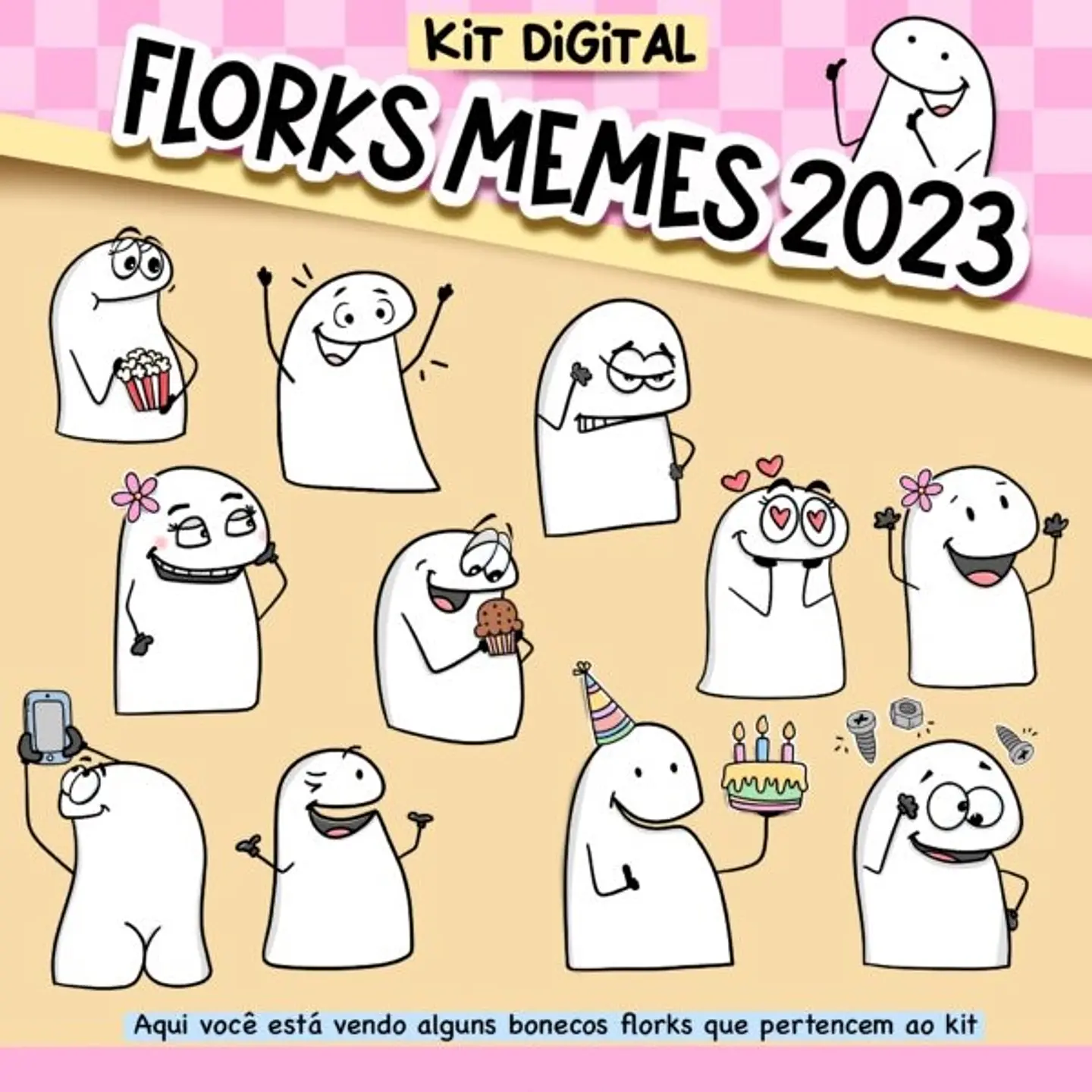 Kit Digital Florks Memes 2023 em Png 5