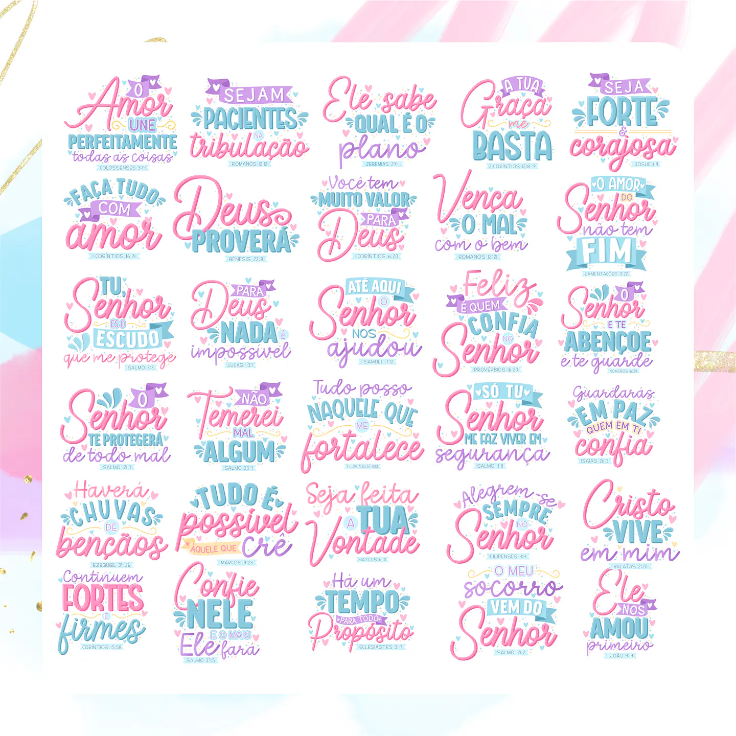 Kit Digital Versículos Bíblicos Religião em Png  3