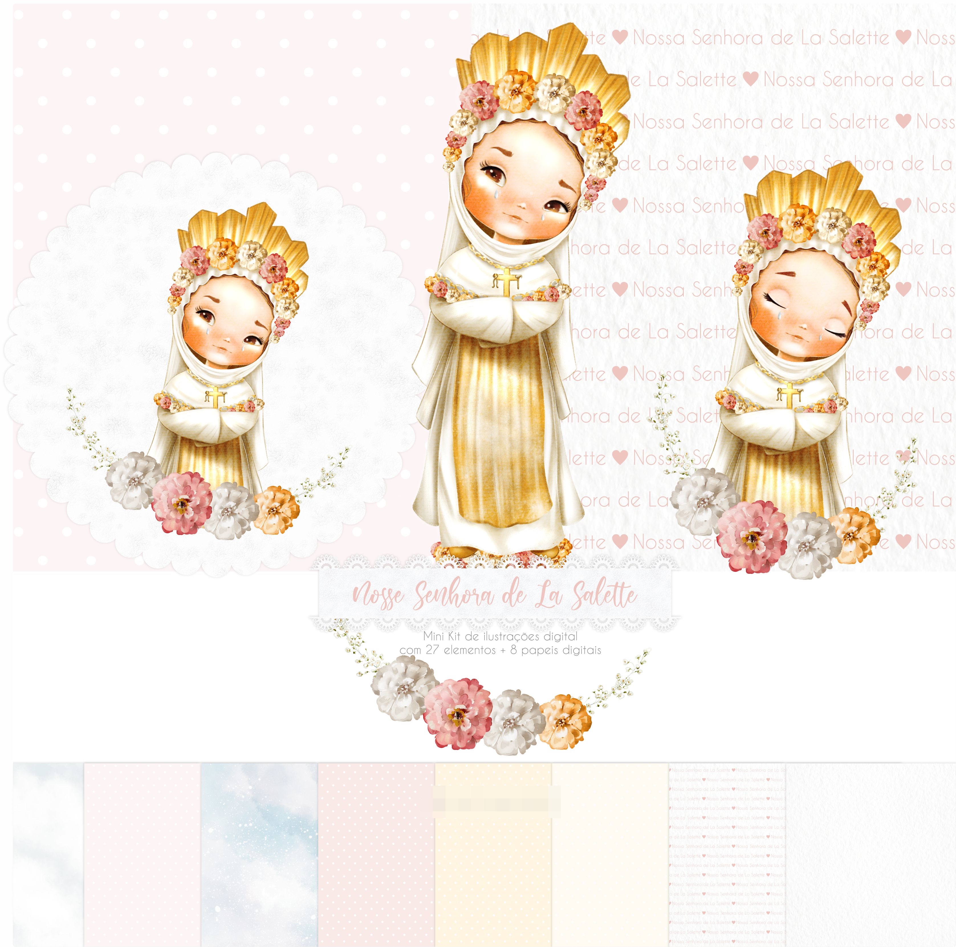 Kit Digital Santinhos Aquarelados V2 em Png  12