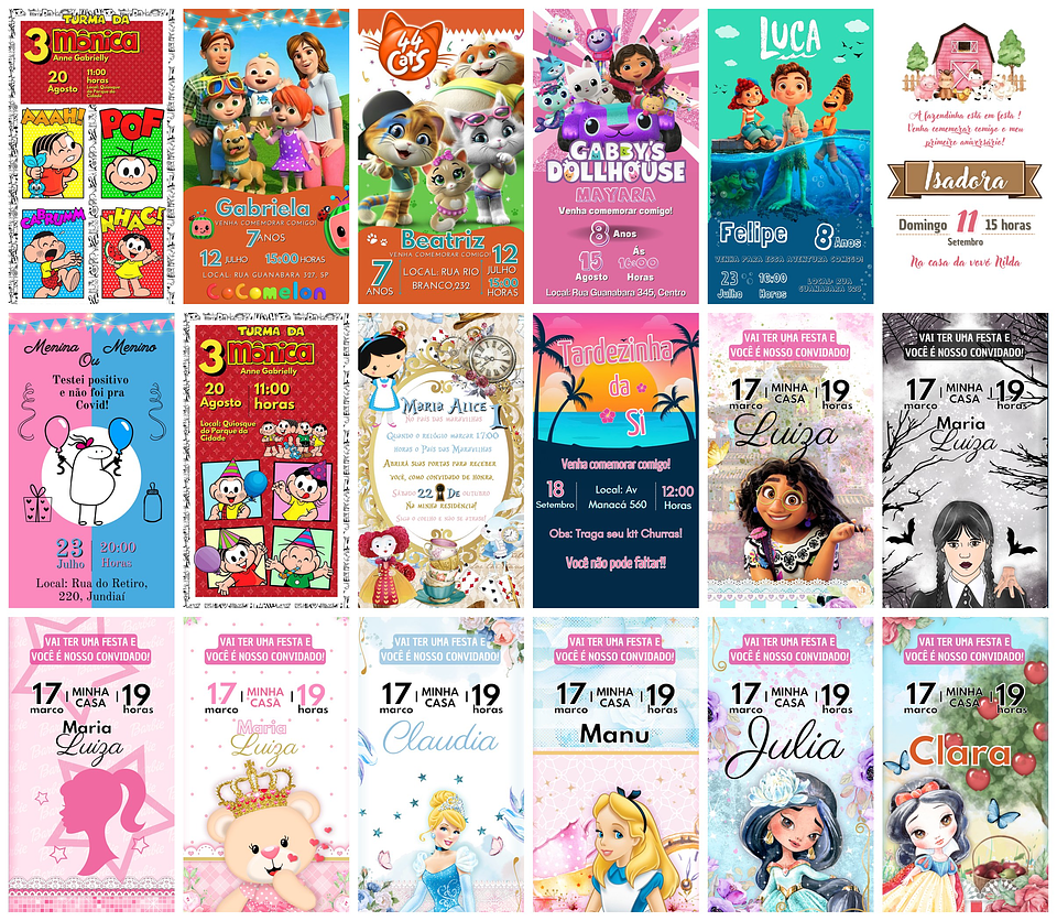 Pack Canva Convites Digitais Templates Editáveis 20 Artes 1