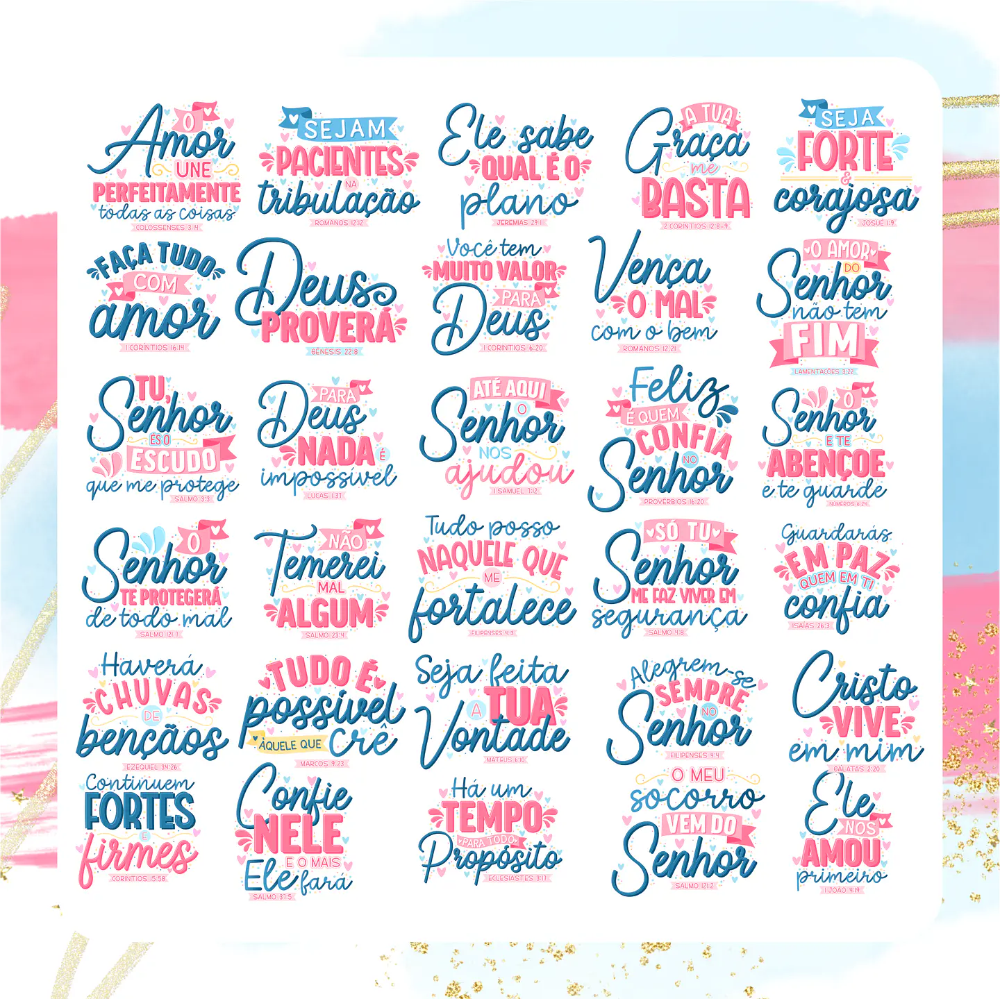 Kit Digital Versículos Bíblicos Religião em Png  4