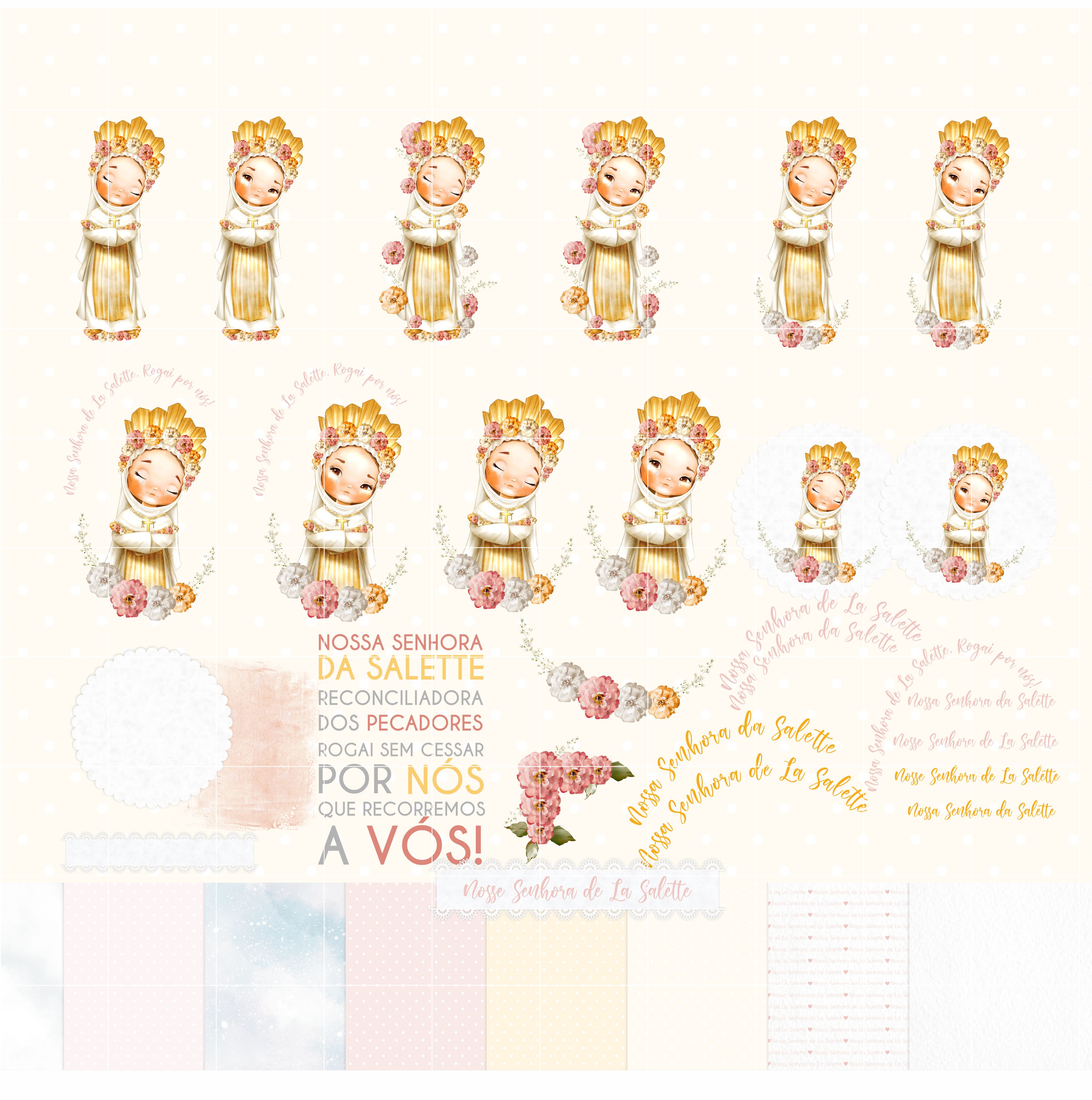 Kit Digital Santinhos Aquarelados V2 em Png  13
