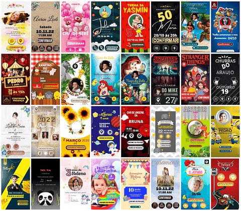 Pack Canva Convites Digitais Interativo Aniversario Templates Editáveis 70 Artes