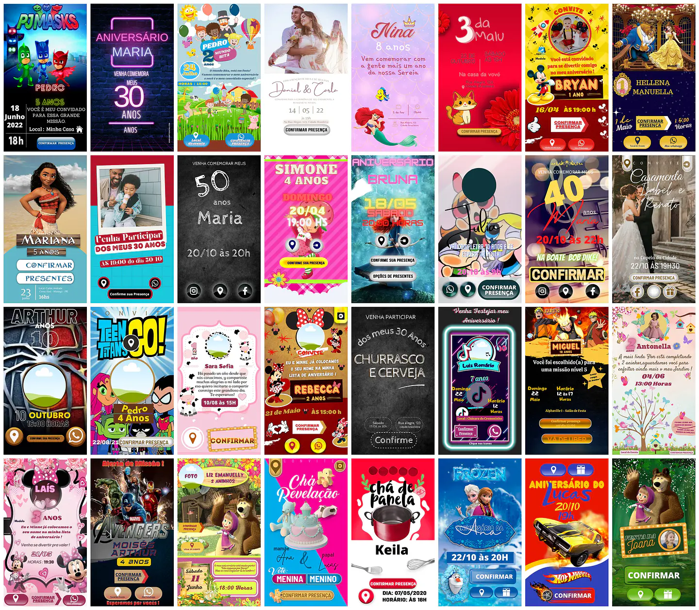Pack Canva Convites Digitais Interativo Aniversario Templates Editáveis 70 Artes 2