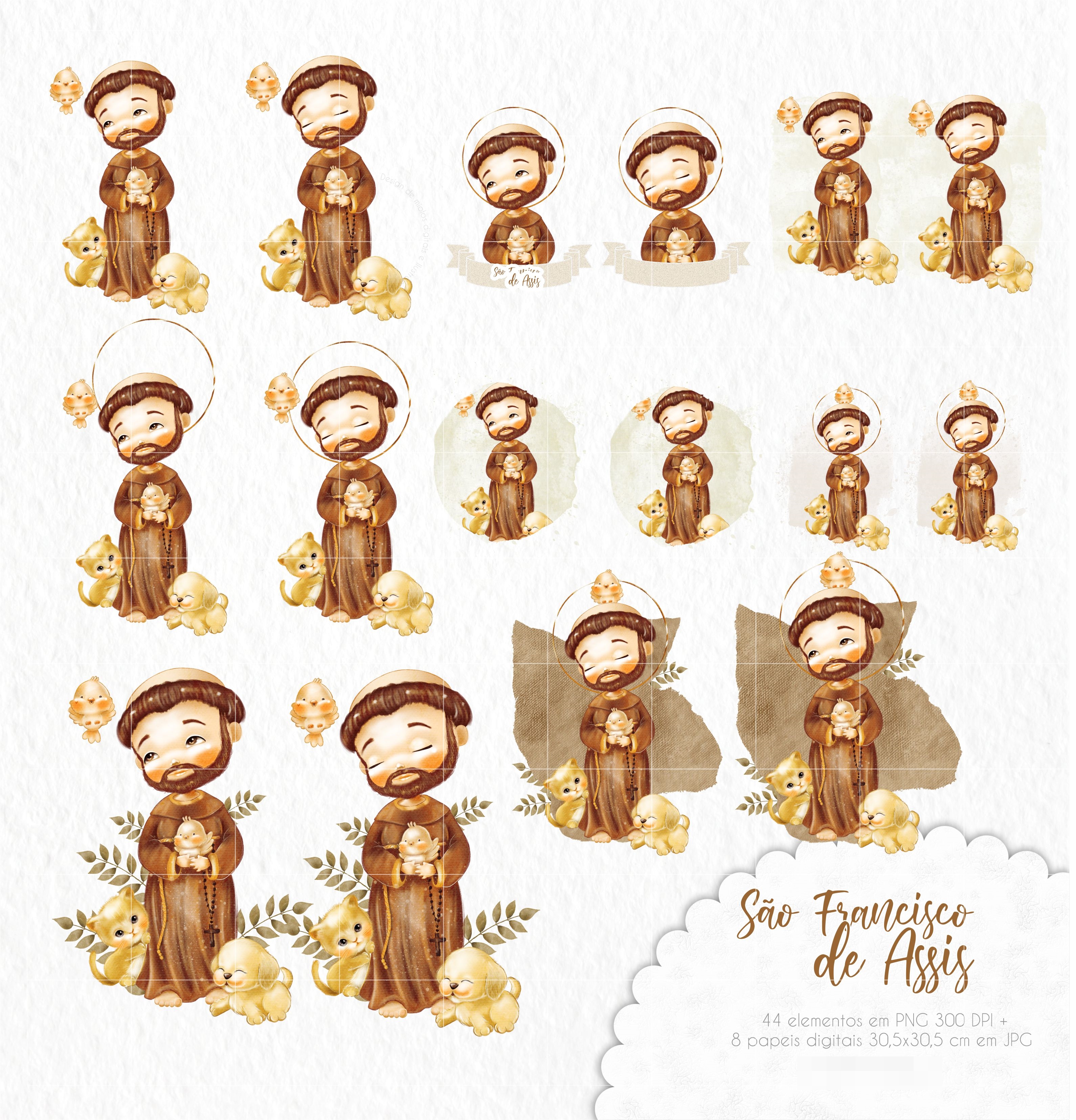 Kit Digital Santinhos Aquarelados V2 em Png  15