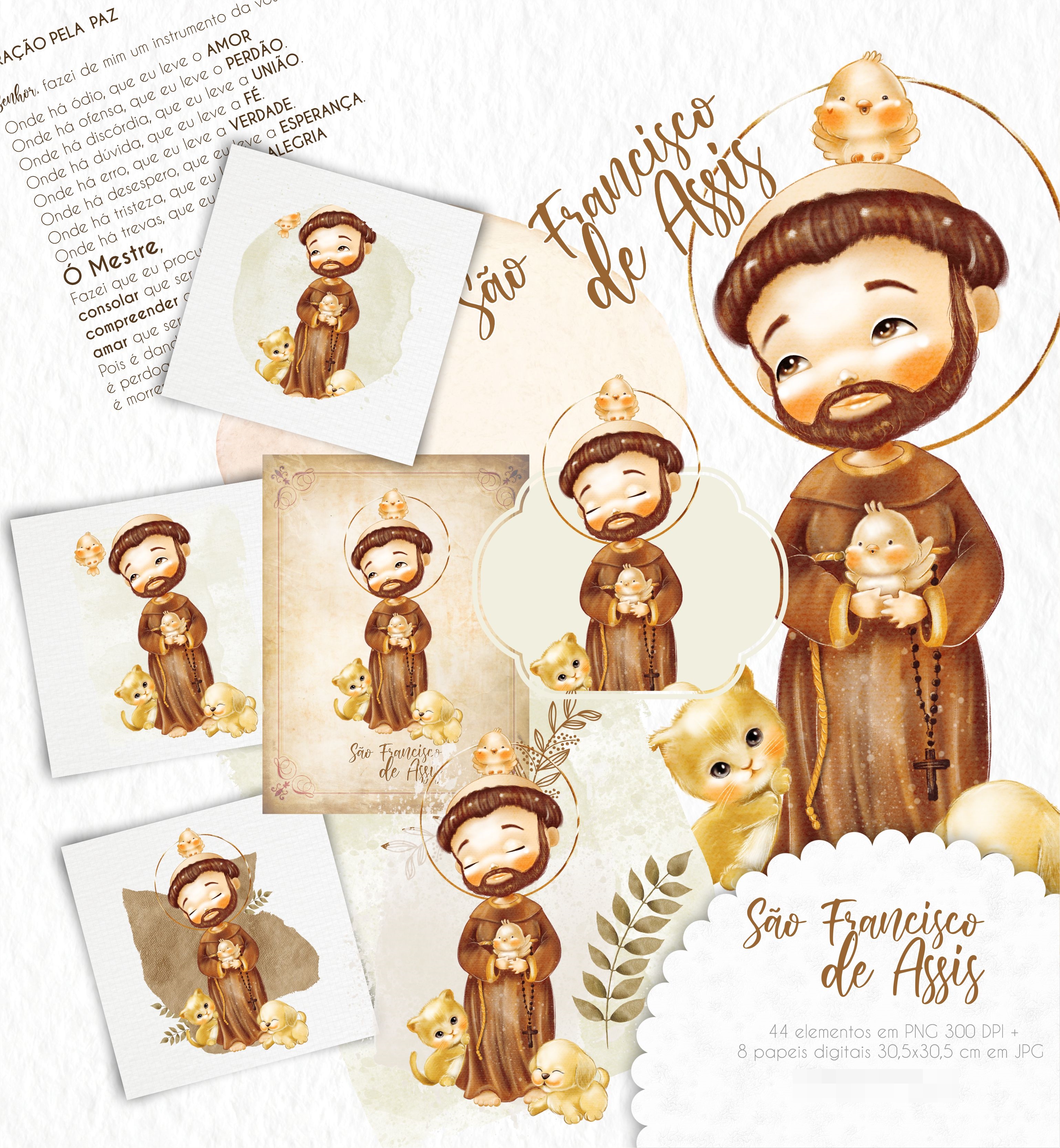 Kit Digital Santinhos Aquarelados V2 em Png  16