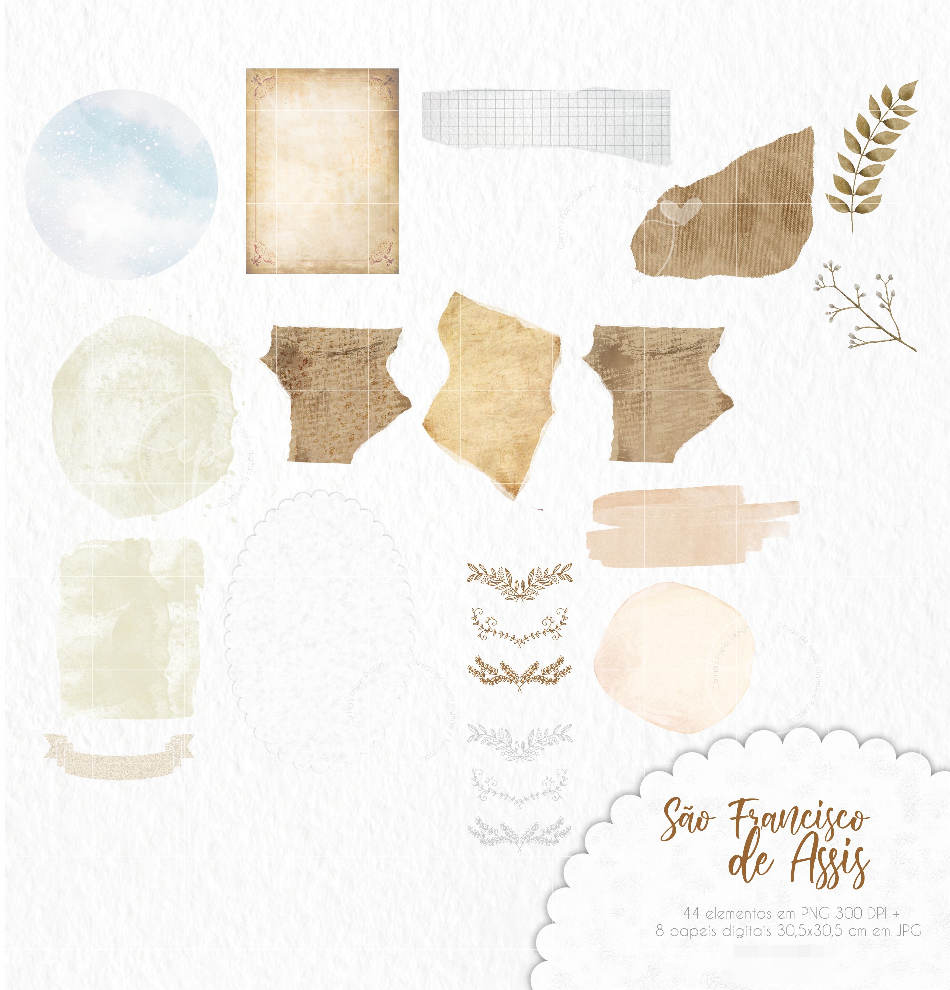 Kit Digital Santinhos Aquarelados V2 em Png  17