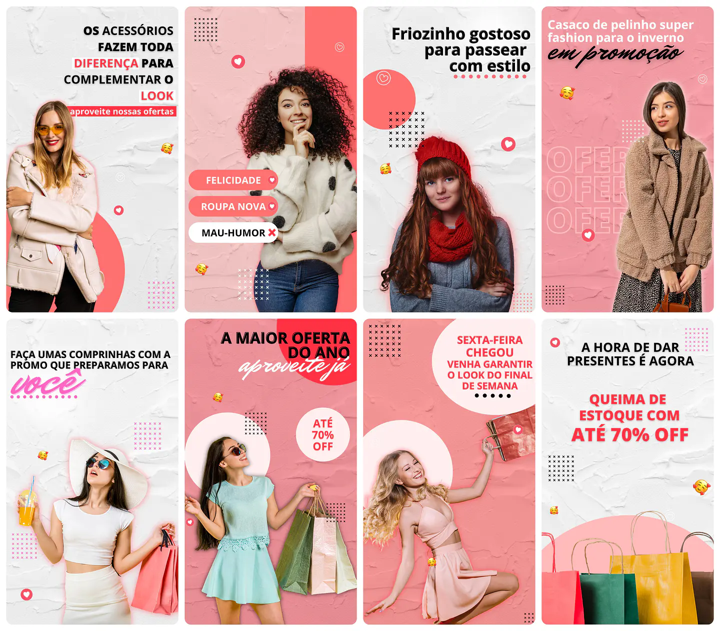 Pack Canva Loja de Roupas Templates Editável 30 Artes Storie + Bônus 2
