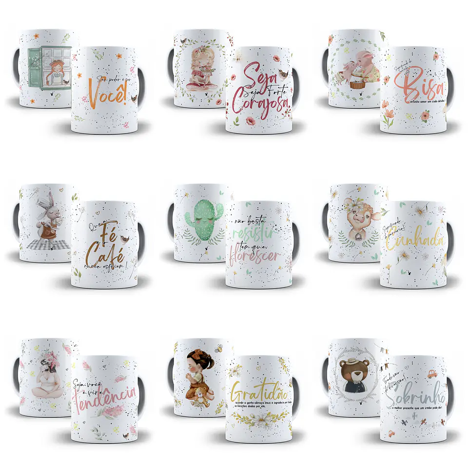 18 Artes Caneca Afeto Editável em Corel Draw 2