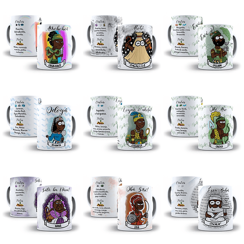 24 Artes Caneca e Camisa Orixás Editável em Corel Draw