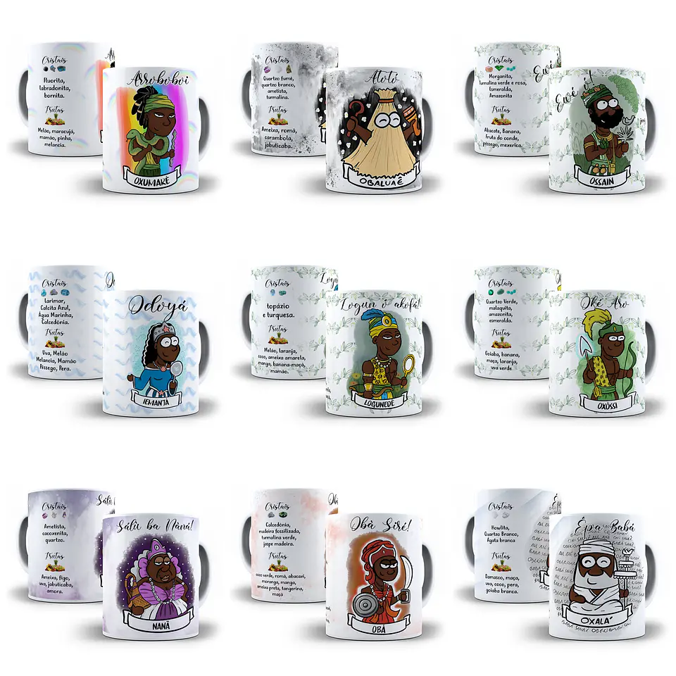 24 Artes Caneca e Camisa Orixás Editável em Corel Draw 1