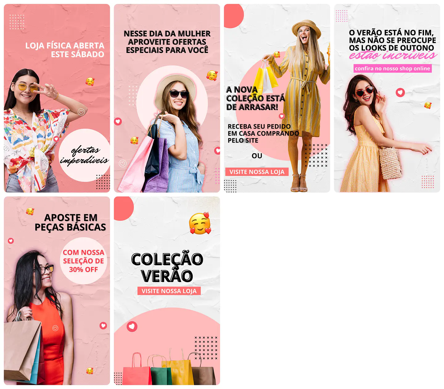 Pack Canva Loja de Roupas Templates Editável 30 Artes Storie + Bônus 4