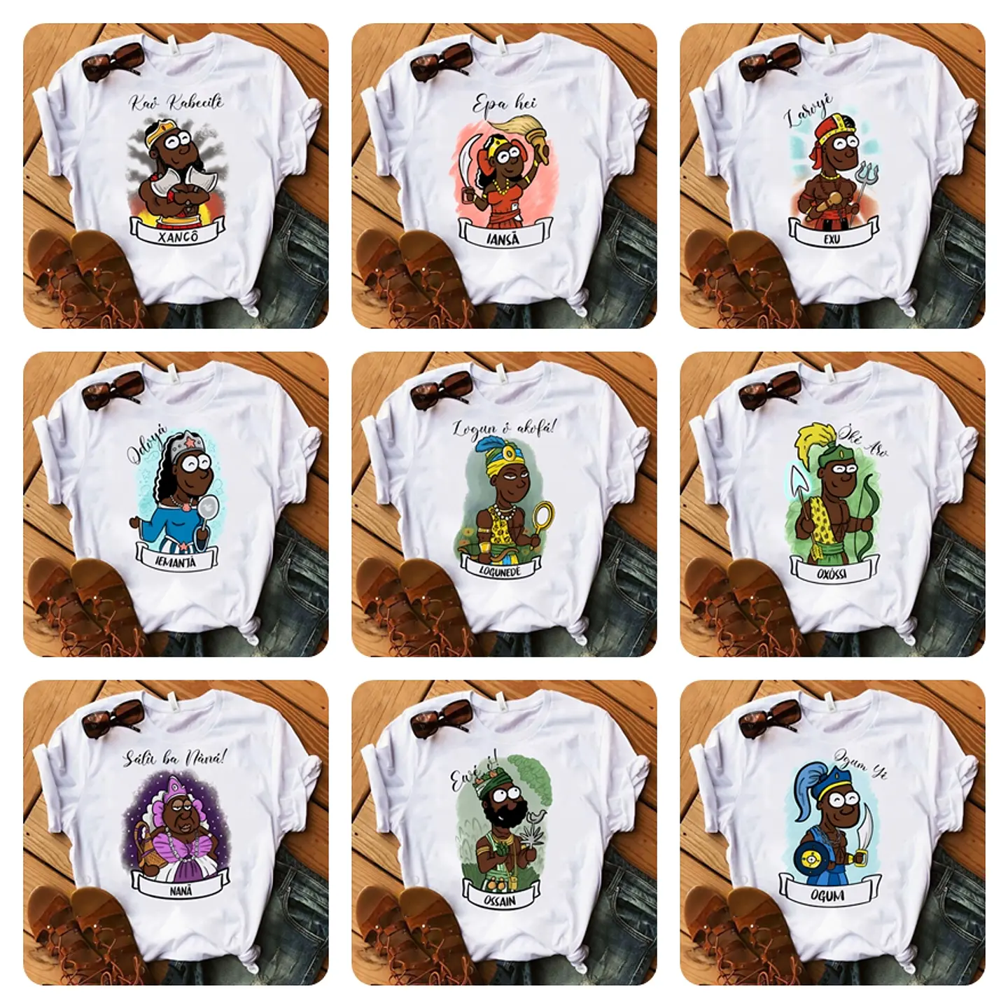 24 Artes Caneca e Camisa Orixás Editável em Corel Draw 2