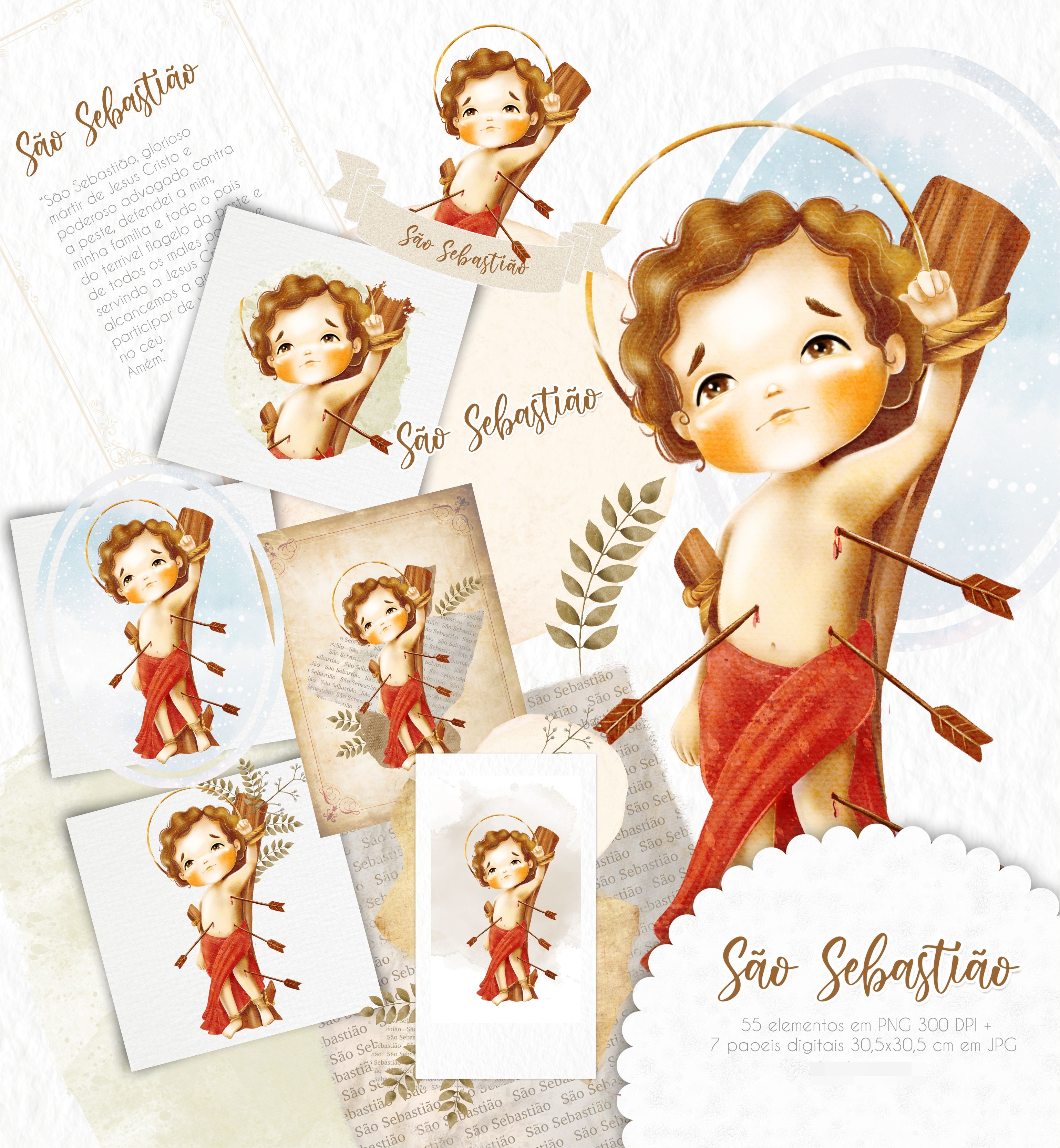 Kit Digital Santinhos Aquarelados V2 em Png  22
