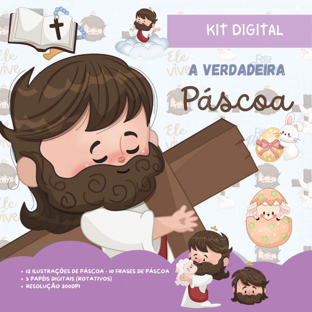 Kit Digital A Verdadeira Páscoa em Png 2