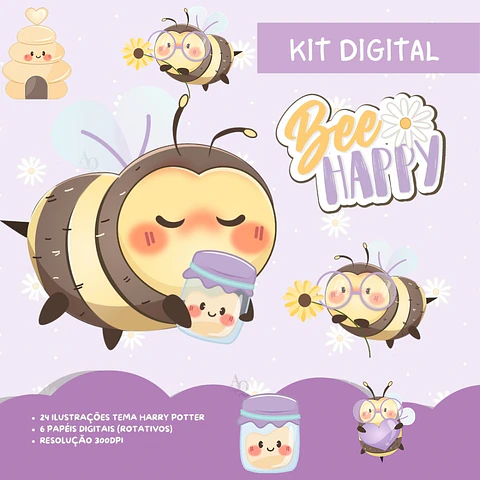 Kit Digital Abelhinha em Png 
