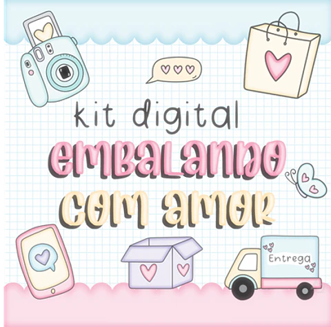 Kit Digital Embalagem Enviando com Amor em Png