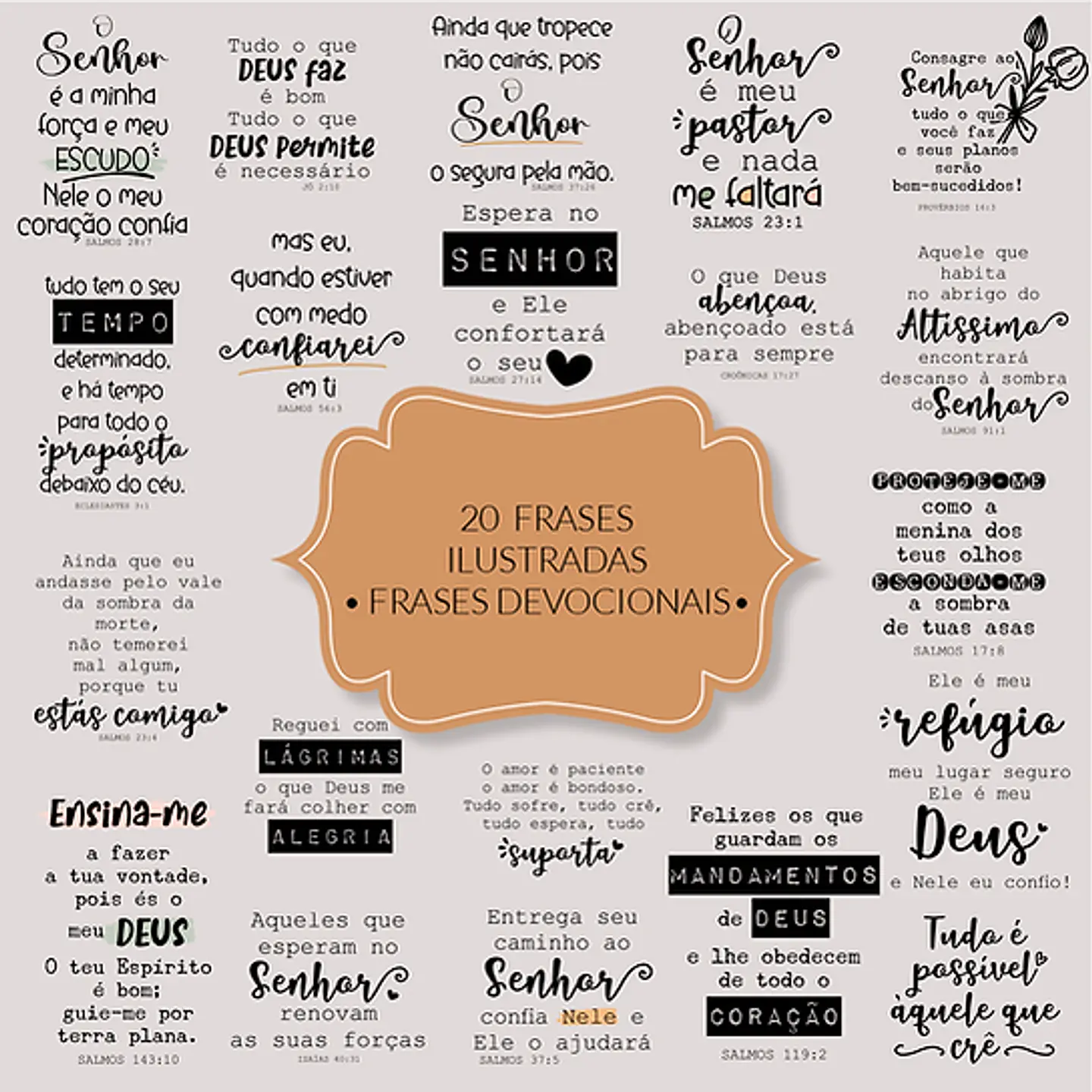 Kit Digital Frases Devocionais em Png 1