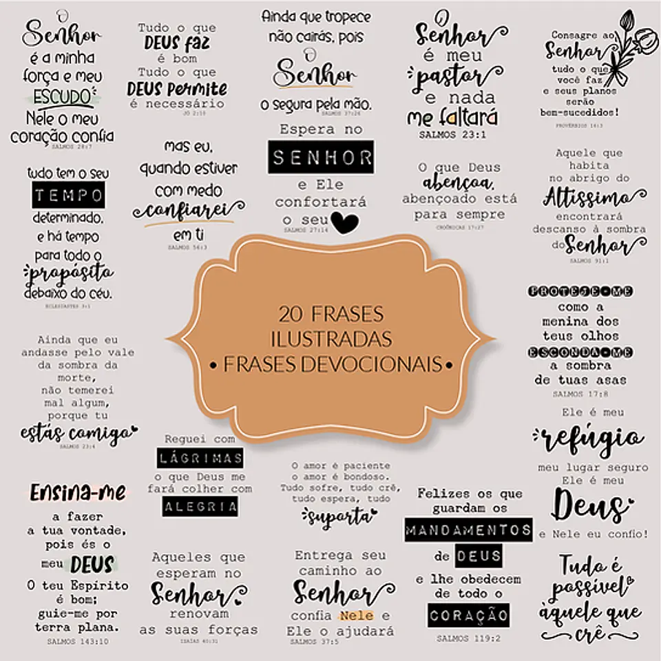 Kit Digital Frases Devocionais em Png 1