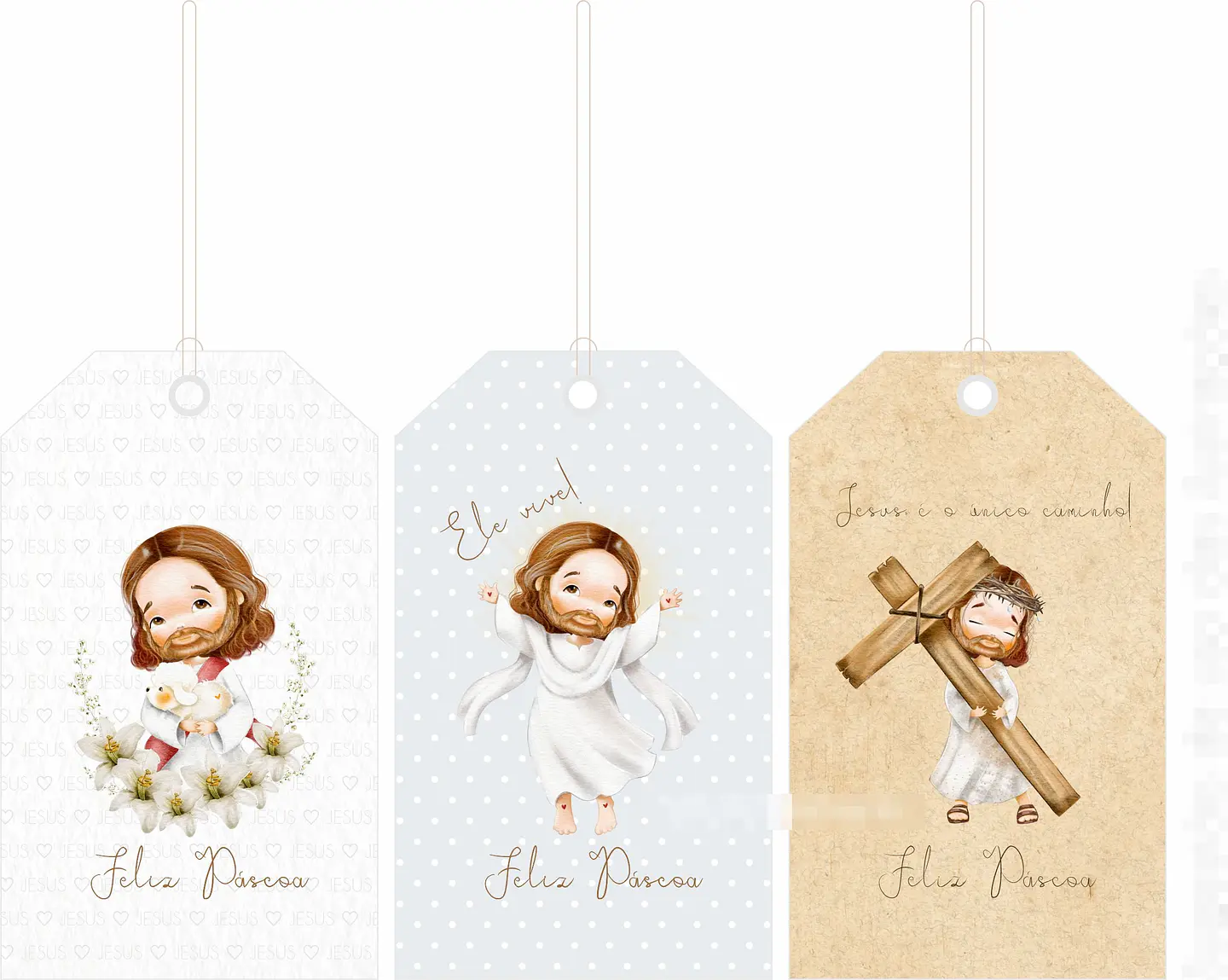 Kit Digital Pascoa Cristã Aquarela em Png 8