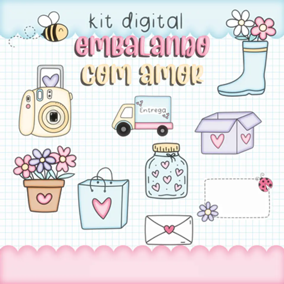 Kit Digital Embalagem Enviando com Amor em Png 4