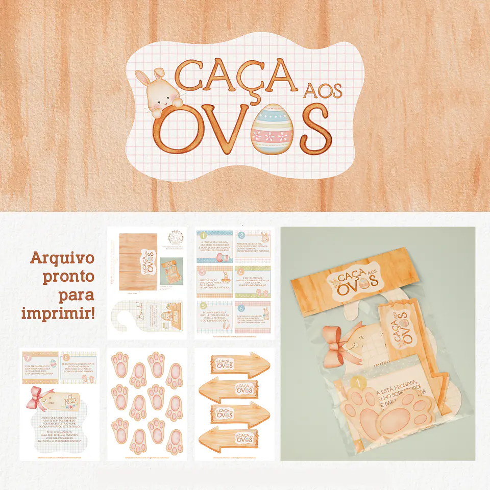 Kit Digital Ajudante da Páscoa Coelhinho em Png 3