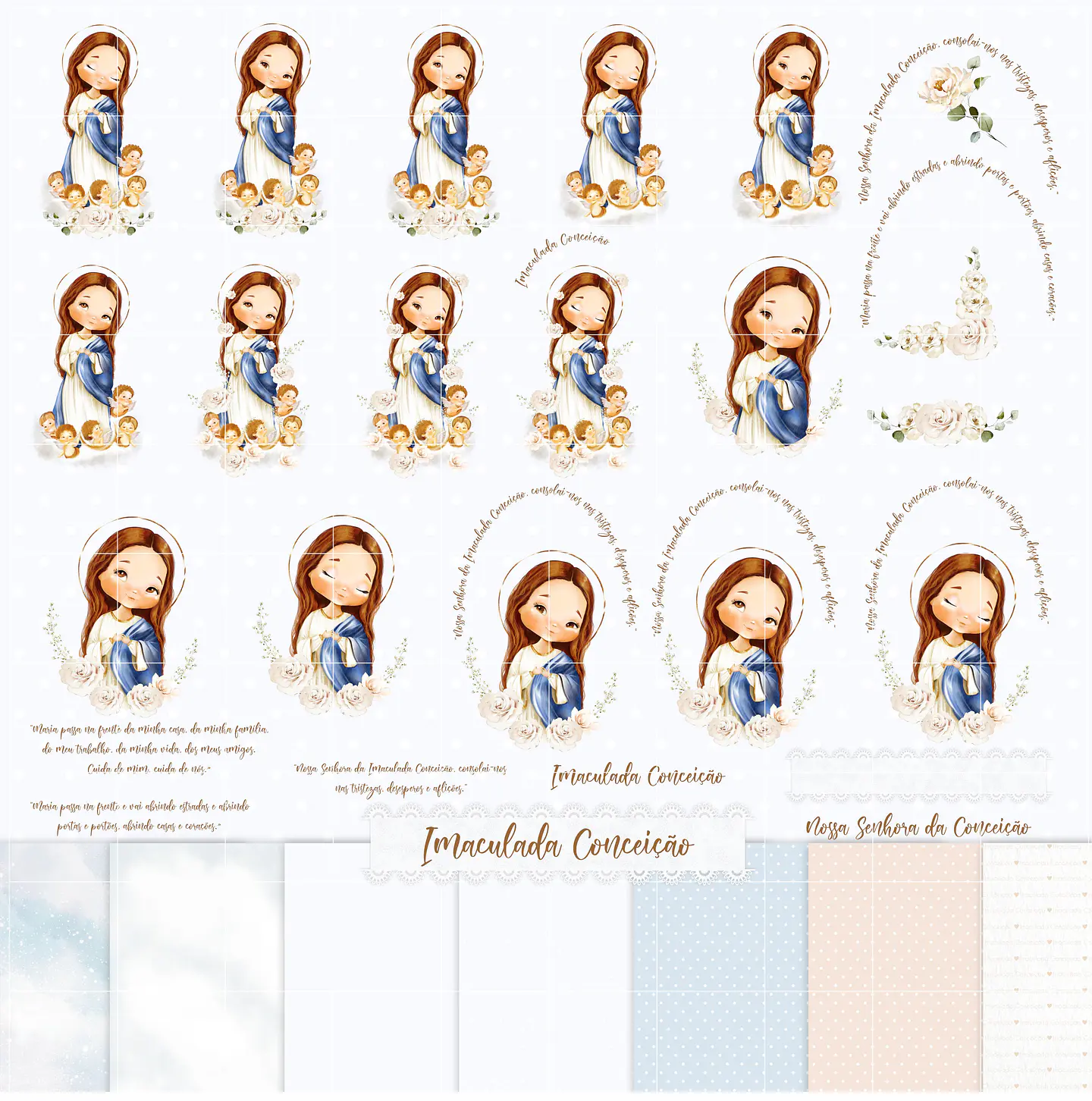 Kit Digital Imaculada Conceição Aquarela Png 2