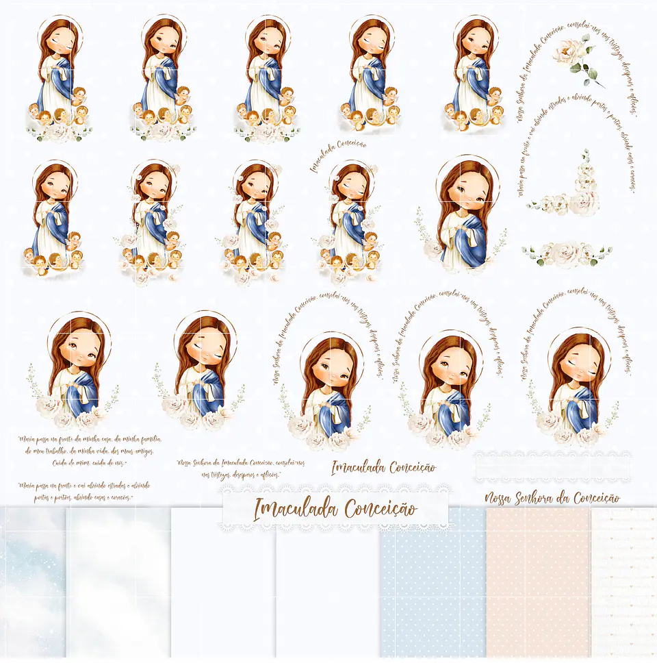 Kit Digital Imaculada Conceição Aquarela Png 2