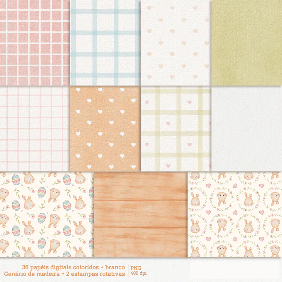 Kit Digital Ajudante da Páscoa Coelhinho em Png 6