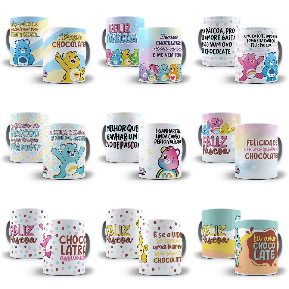 12 Artes para Caneca Páscoa Ursinhos Carinhosos em Jpg  1