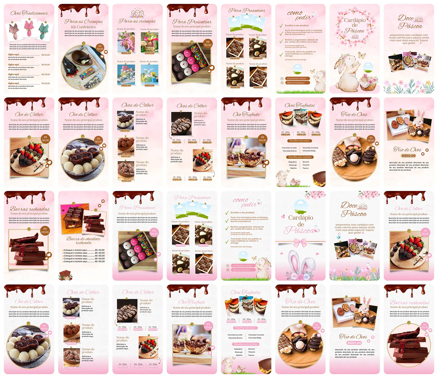 Super Combo Cardápios de Páscoa Templates Editáveis no Canva 4