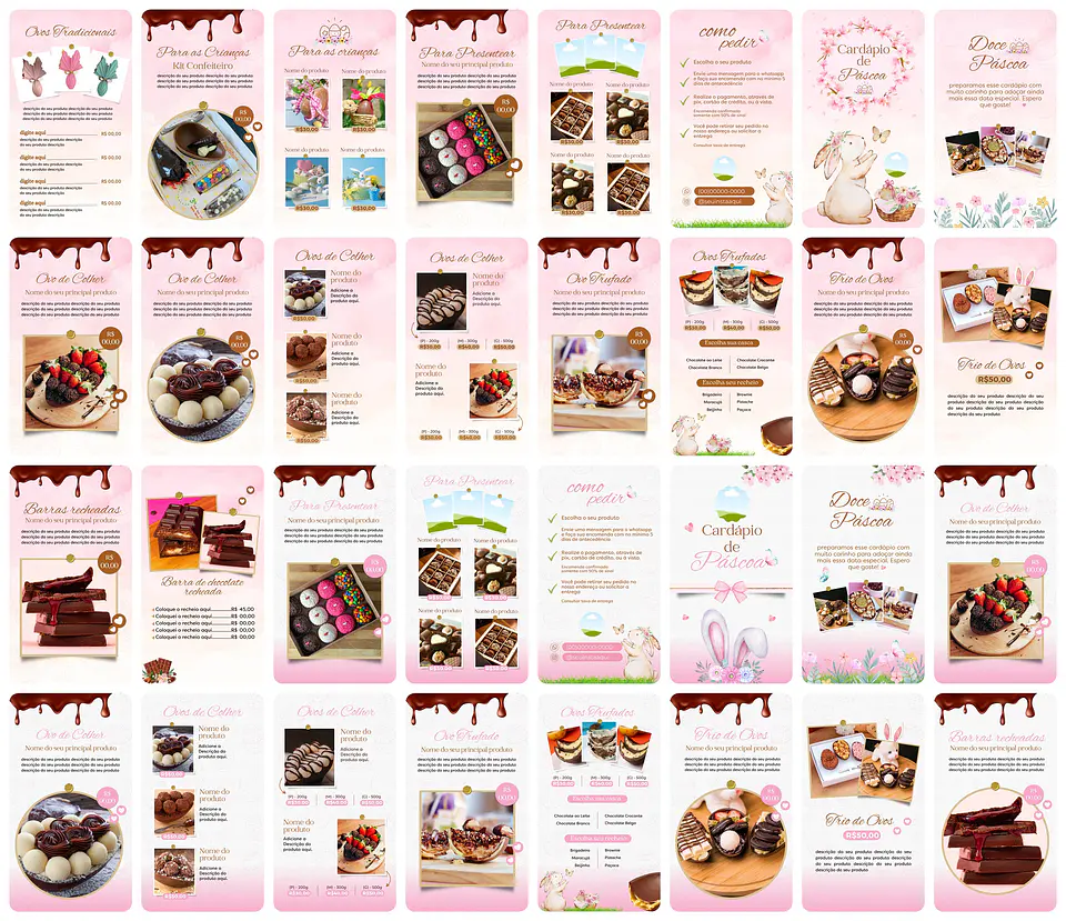 Super Combo Cardápios de Páscoa Templates Editáveis no Canva 4