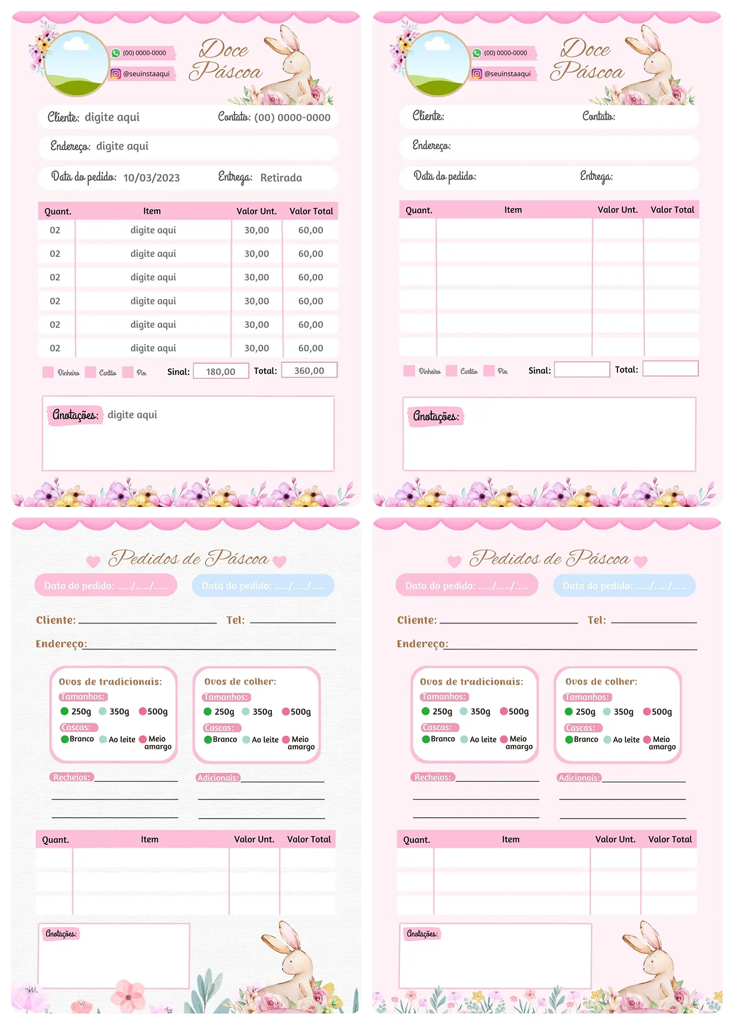 Super Combo Cardápios de Páscoa Templates Editáveis no Canva 8